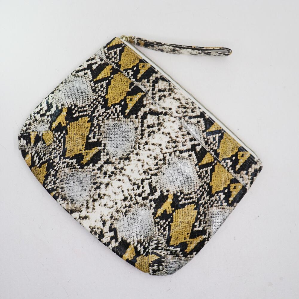 Elizabeth Arden Makeup Case Large Multicolor Cotton Blend Faux Snakeskin Zipper